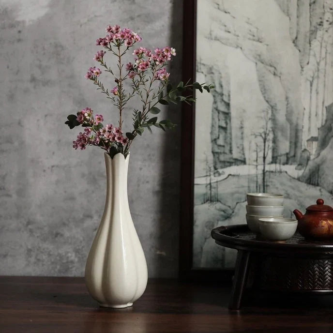 Handmade White Ceramic Tall Vase